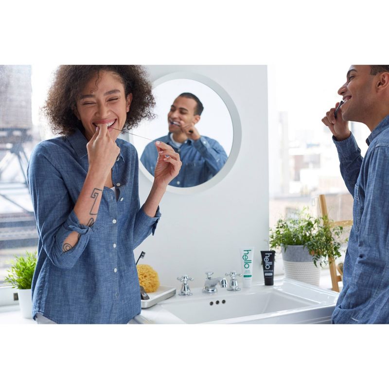 hello Activated Charcoal Infused Floss Natural Peppermint Flavor - Trial Size - 50m