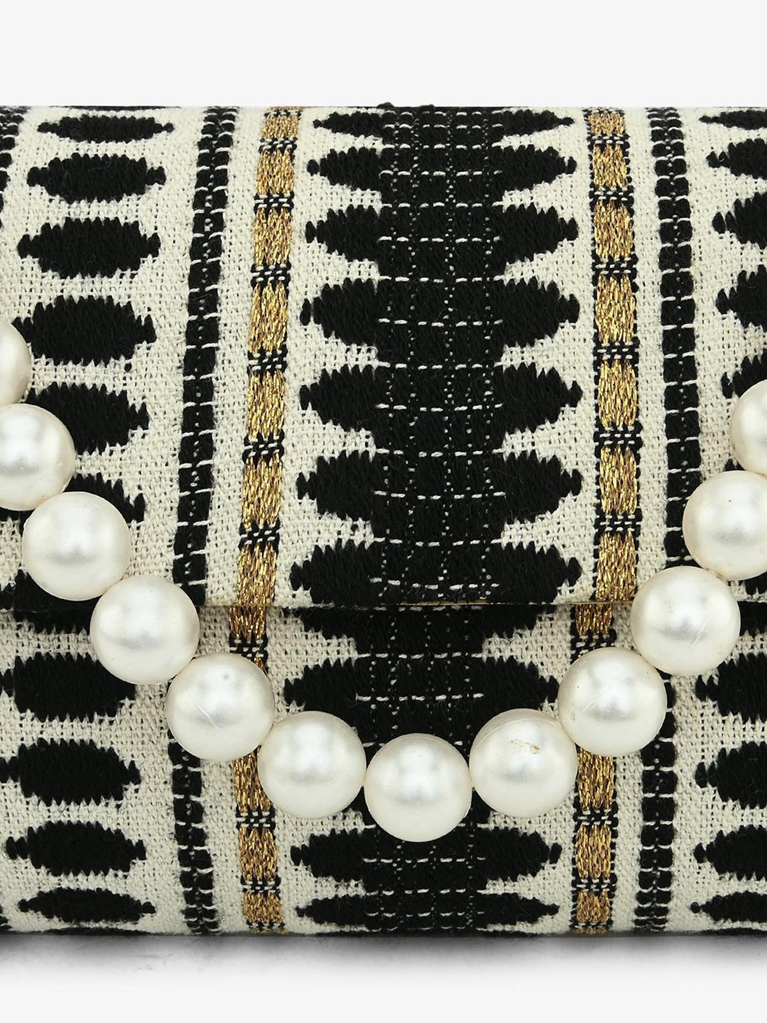 Gaurapakhi Black Printed Envelope Clutch