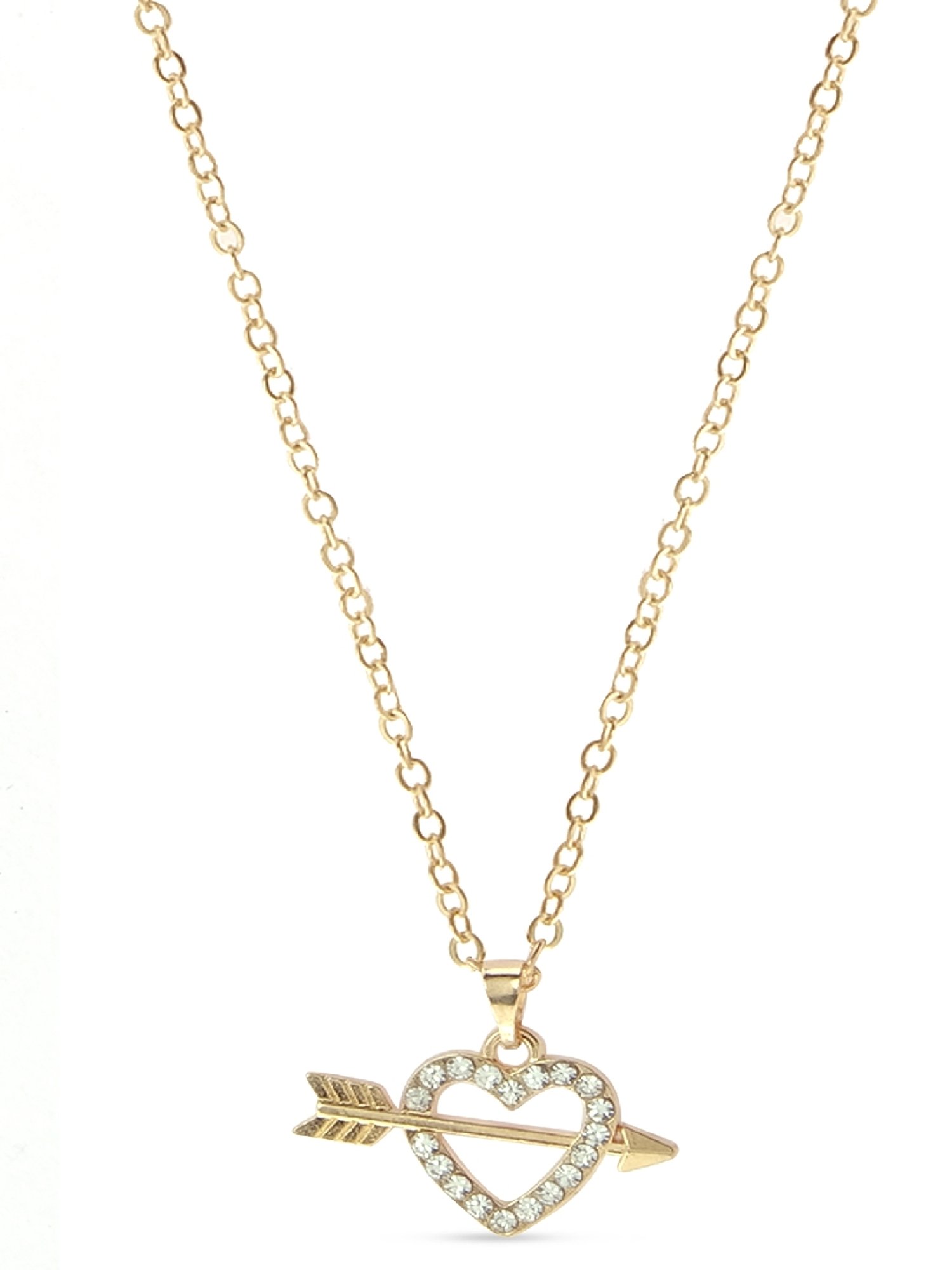 Jewelz Trendsetting Gold Western Necklace With Delicate Heart Hanging Charm for Women