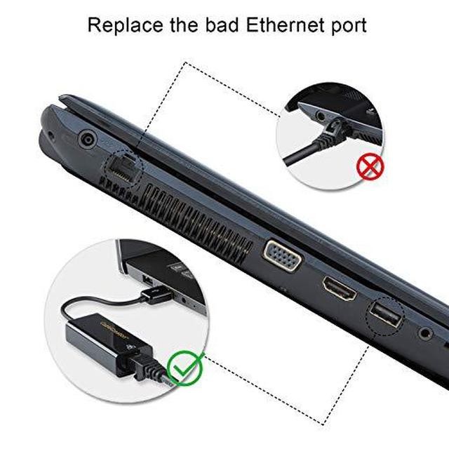 USB Network Adapter, CableCreation USB 2.0 to 10/100 RJ45 Ethernet LAN Cable Compatible with Windows 10/8.8/8/ 7, mac OS X, Black