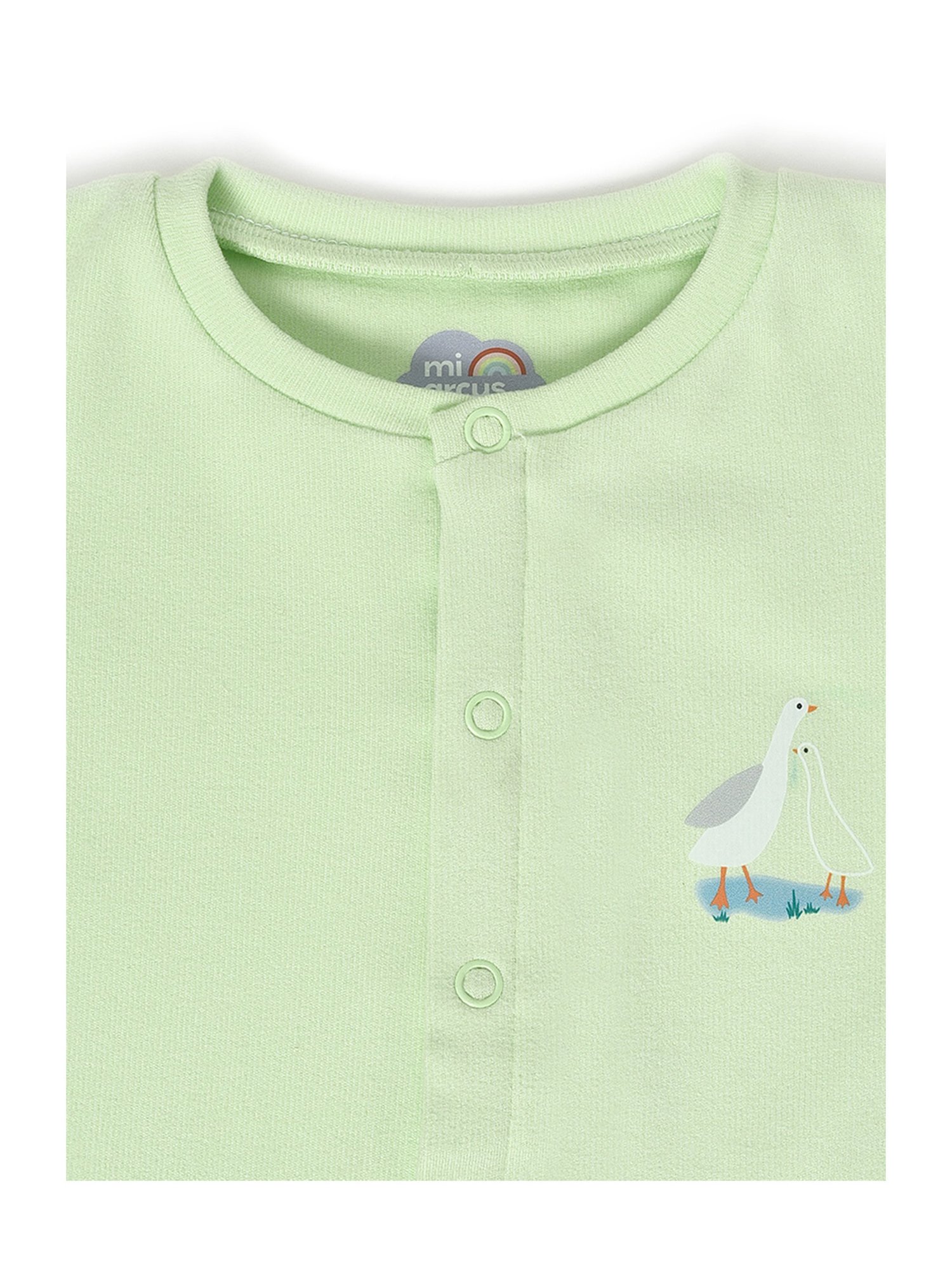 MiArcus Kids Light Green Solid Full Sleeves Thermal Top with Thermal Pants