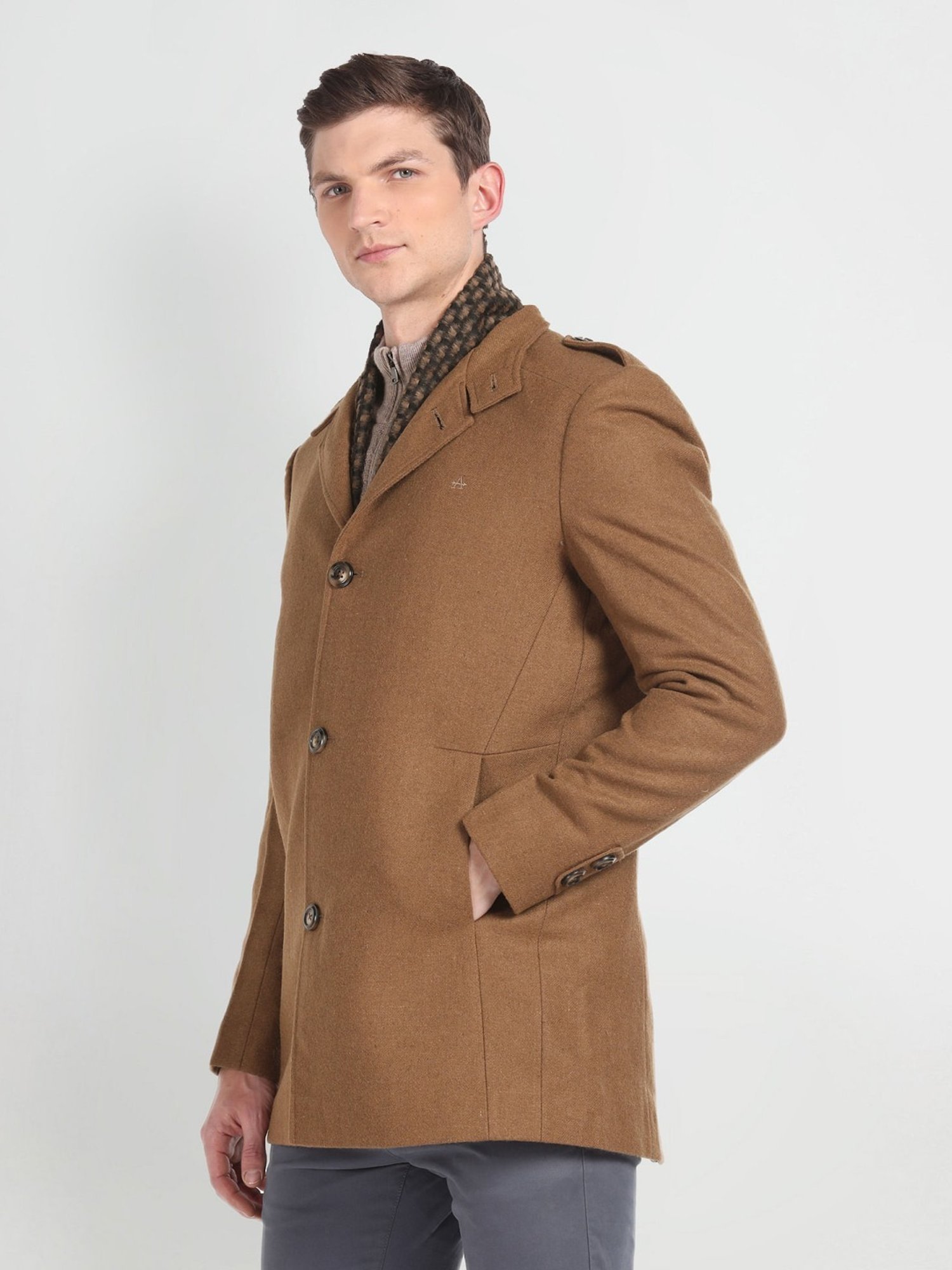 Arrow Sport Brown Regular Fit Overcoat