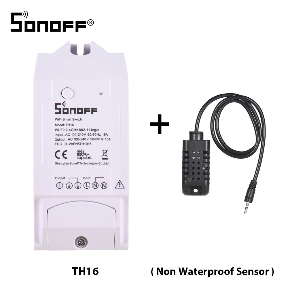 SONOFF TH16 WiFi Wireless Smart Switch Monitoring Temperature Humidity Wireless Home Automation Kit Works With Amazon Alexa Google Home Nest 15A 3500W