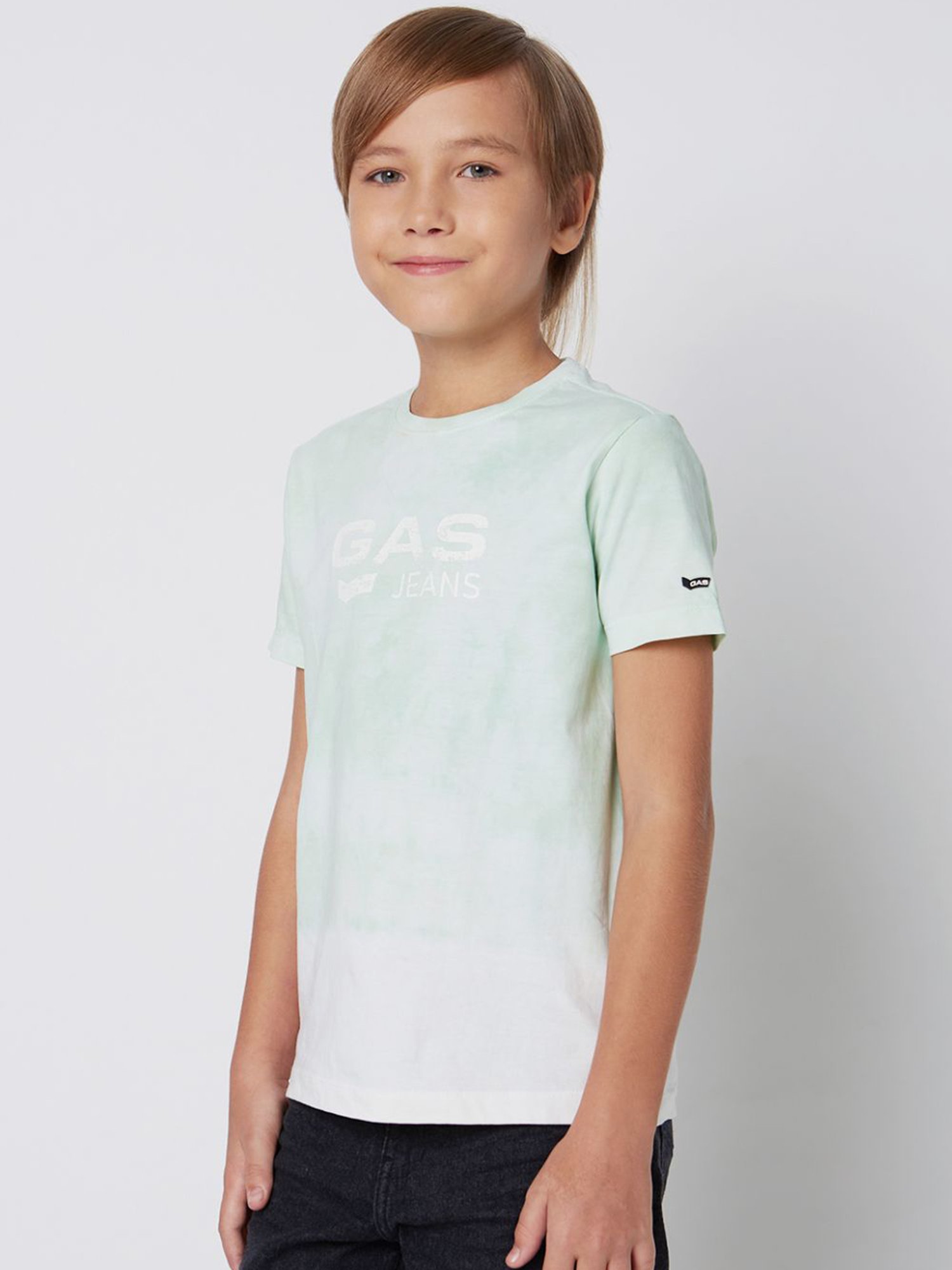 GAS KIDS Green Cotton Printed T-Shirt