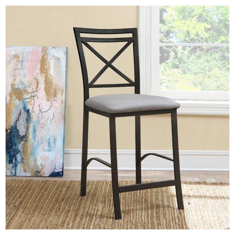 Crossback Counter Height Barstool Black Gray - Dorel Living