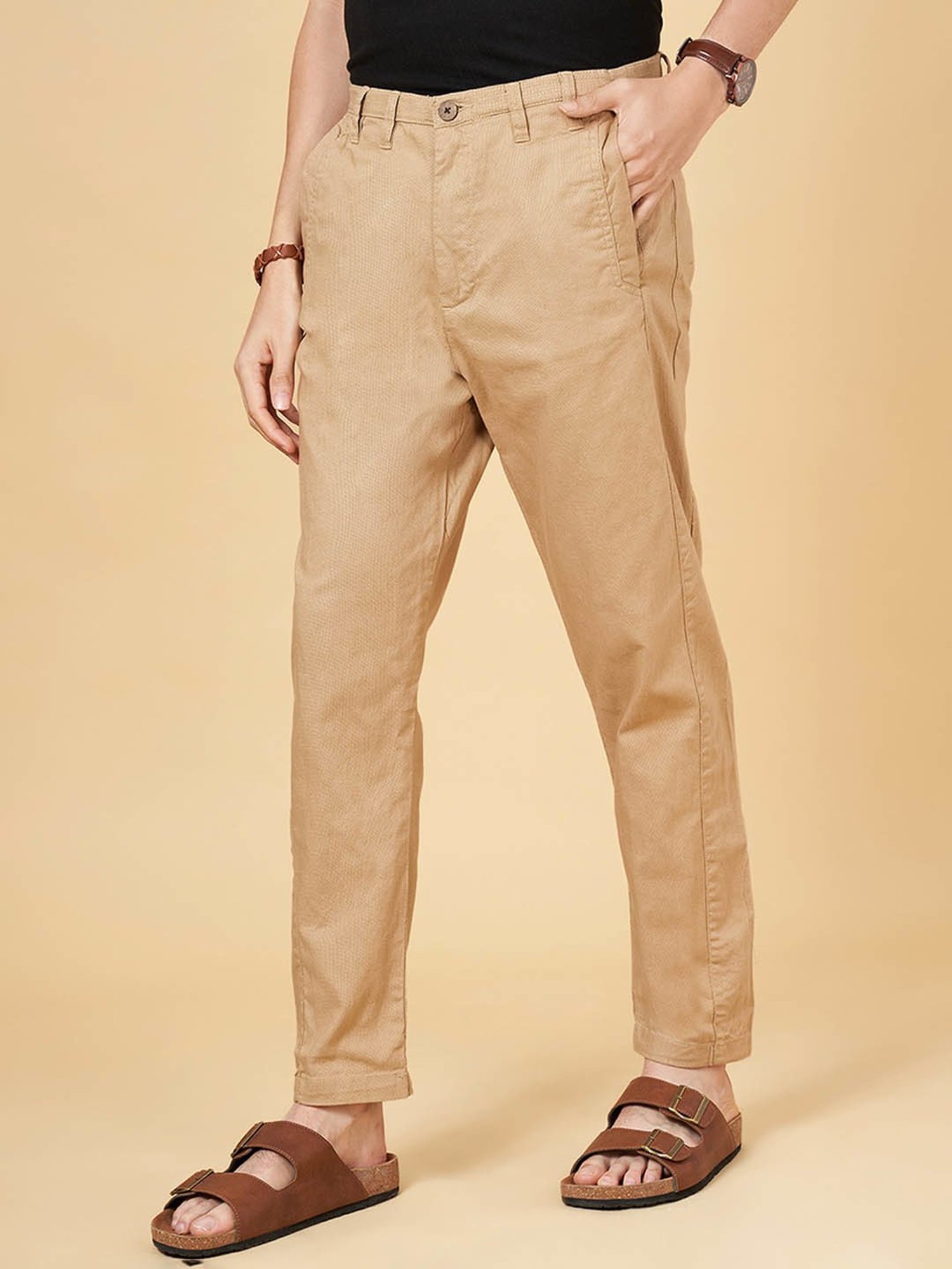 7 Alt by Pantaloons Khaki Comfort Fit Trousers