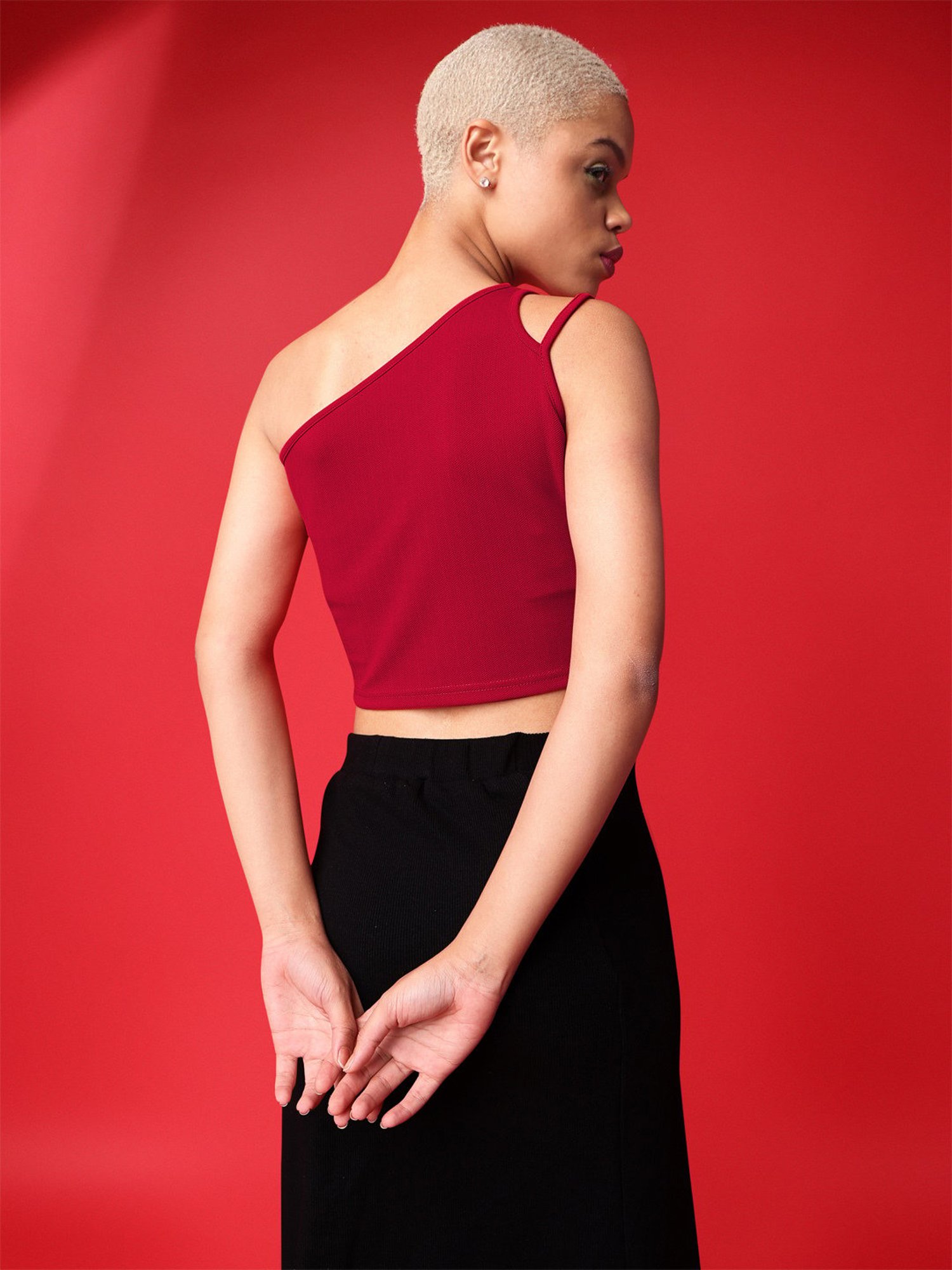 PURVAJA Red Regular Fit Crop Top