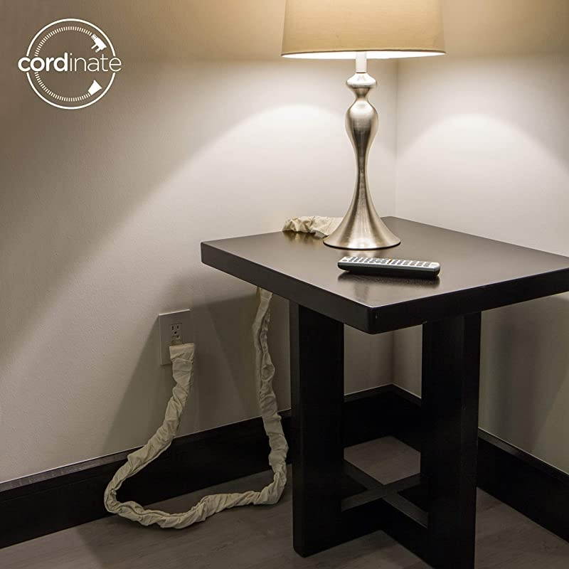 Champagne Fabric Cord Cover 2 Pack 6 ft Hides Lamps Light Fixtures and Desks Cable Management Easy Installation 48660