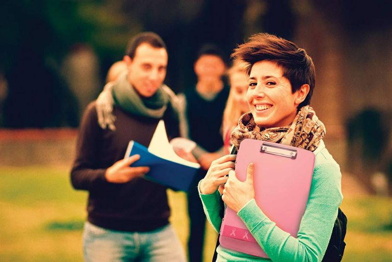 Officemate Breast Cancer Awareness Slim Clipboard Box, Pink, 1 Clipboard Box (08925)