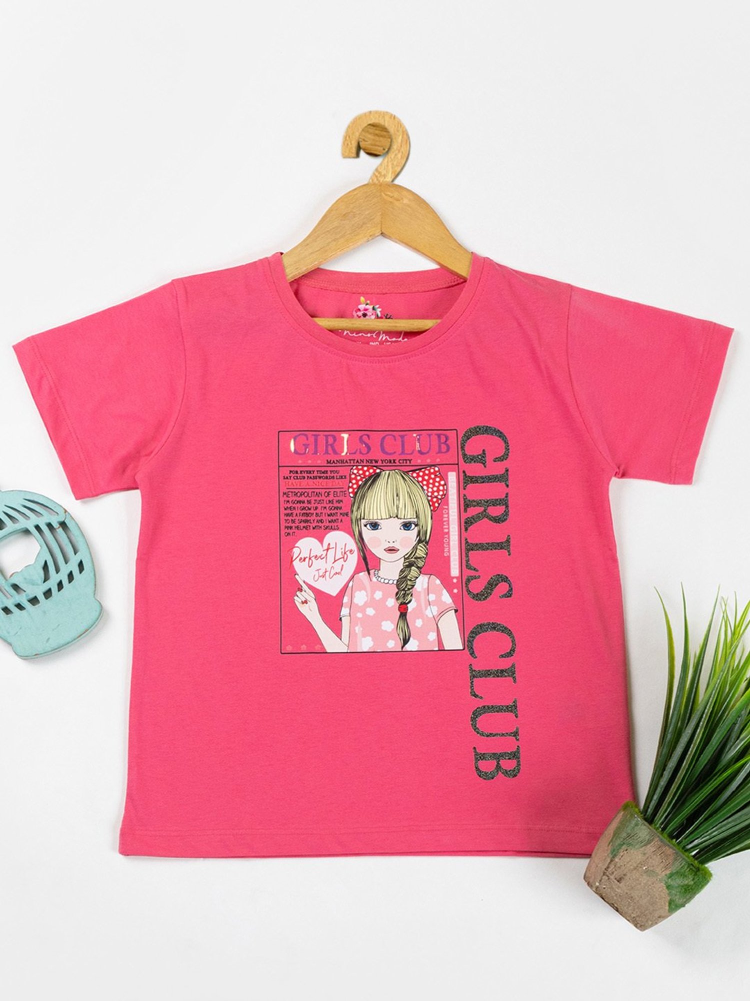 NINS MODA Kids Pink Printed Top