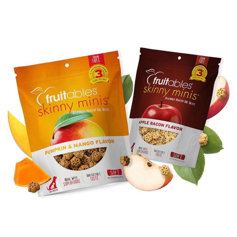 Fruitables Skinny Minis Apple Bacon Flavor Healthy Low Calorie Dog Treats - 5oz