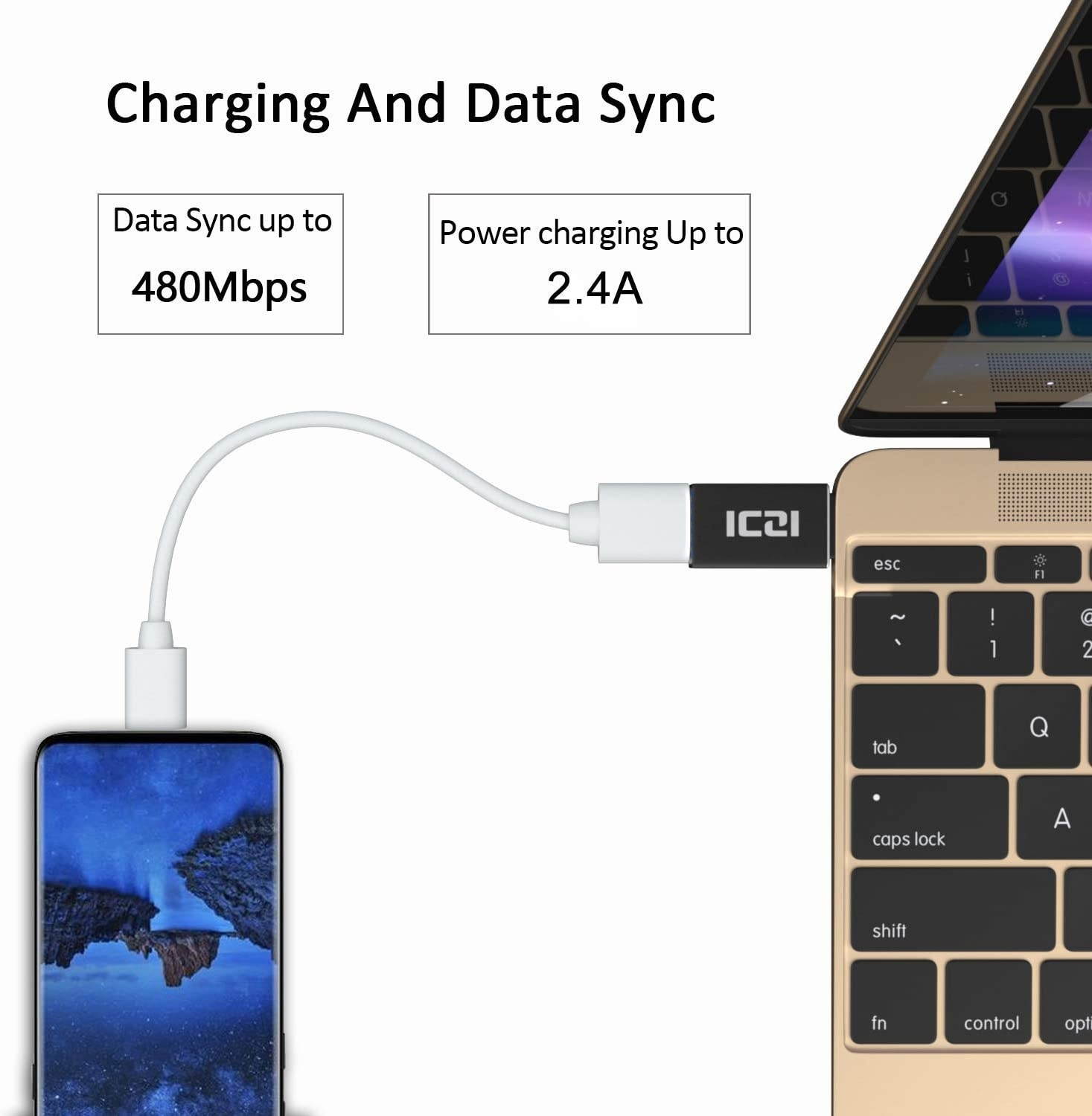 USB Type C Adapter(5pcs), ICZI USB C to Micro USB Convert Connector for Samsung S10 S10e S9 Plus Note 8, LG V20 G6 G5, Nexus 6P 5X, Oneplus 5T, Nintendo Switch& More- Gold Plated, OTG