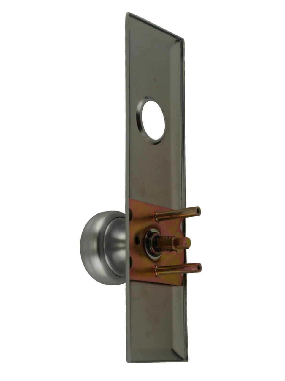 Maxtech, 3021SC, Satin Chrome 26D, Escutcheon Plate 2-3/4" X 10" With Solid Brass Door Knob And Cylinder Hole, For Marks Mortise Lock