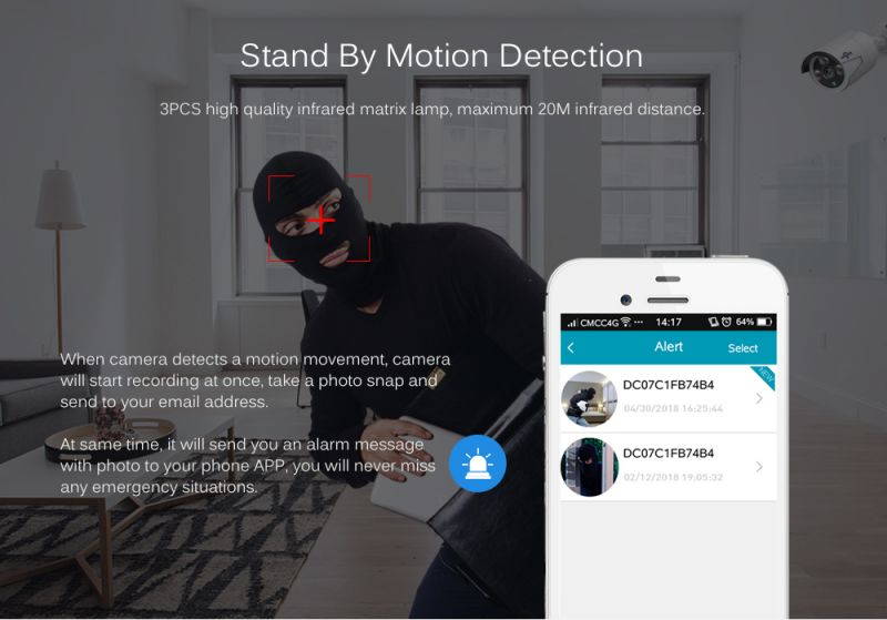 Hiseeu HB612 1080P 2.0MP 3.6mm Mini Bullet IP Camera WHITE US Plug