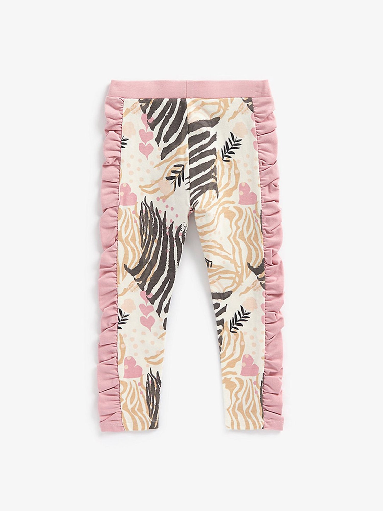 Mothercare Girls Cream & Pink Printed Leggings