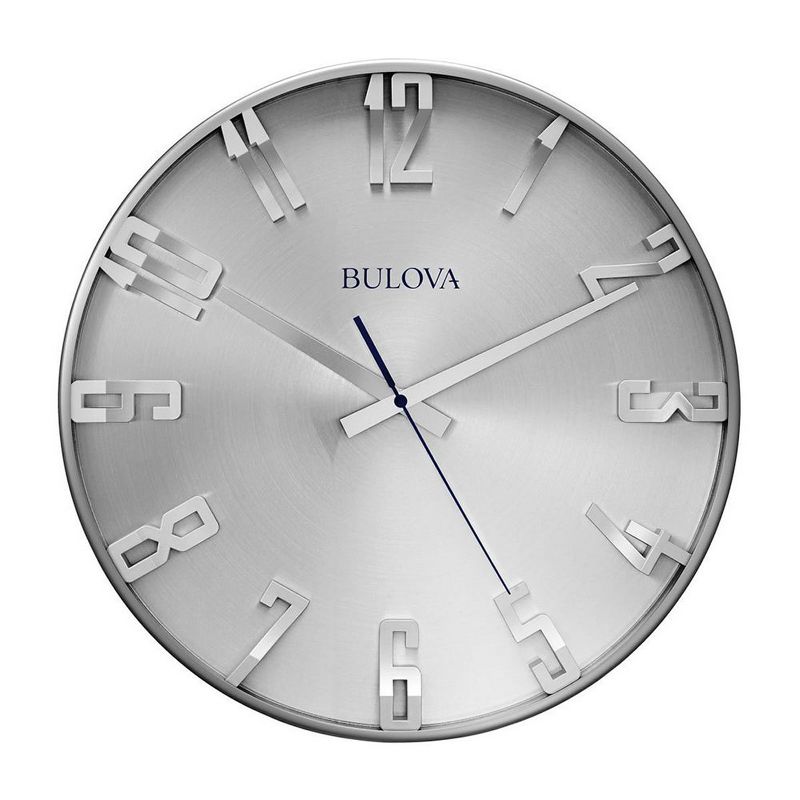 Bulvoa Clocks C4846 Director 16 Inch Slim Metal Analog Wall Clock, Satin Pewter