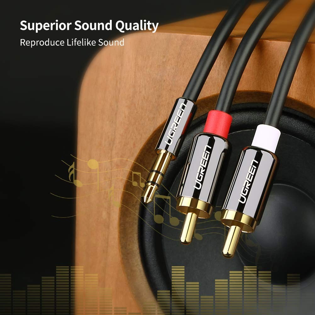 LUOM RCA Cable, 3.5mm Aux to 2 RCA Stereo Audio Adapter Cable Audio Auxiliary Stereo Y Splitter Cable, 10 Feet