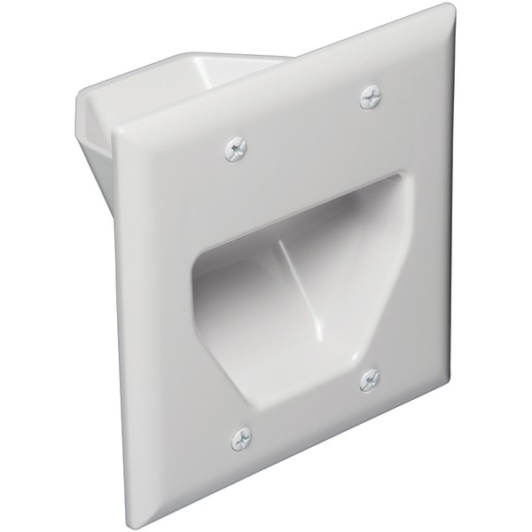 2-Gang Recessed Low-Voltage Cable Plate, White