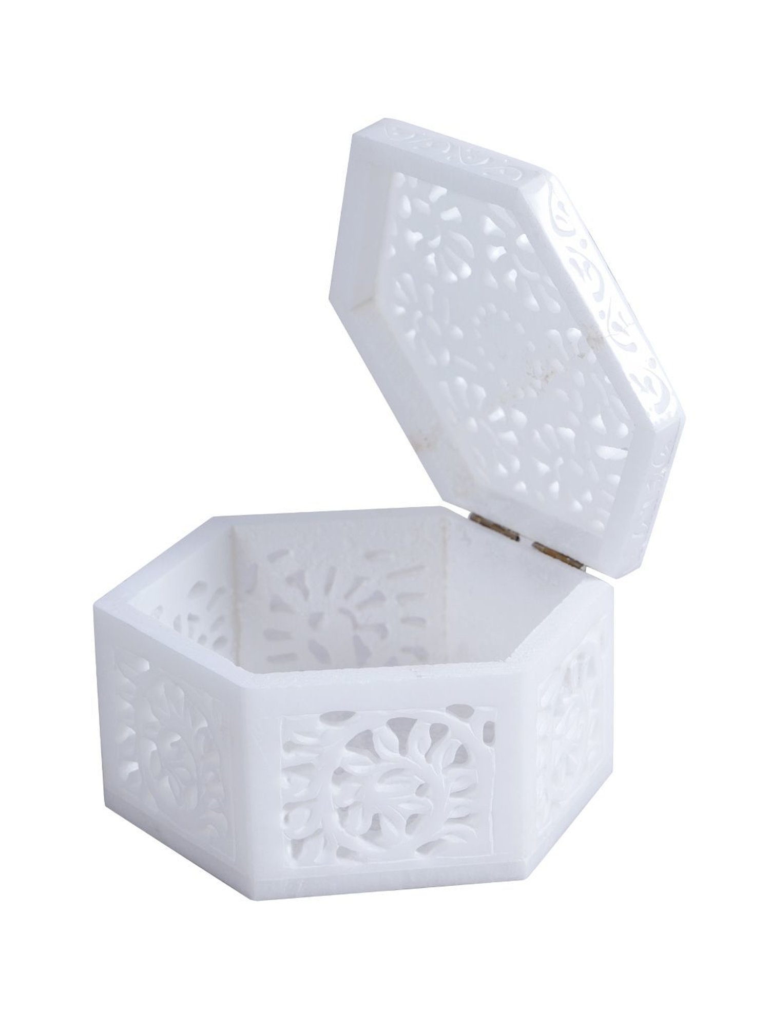 Aapno Rajasthan White Marble Jewellery Box
