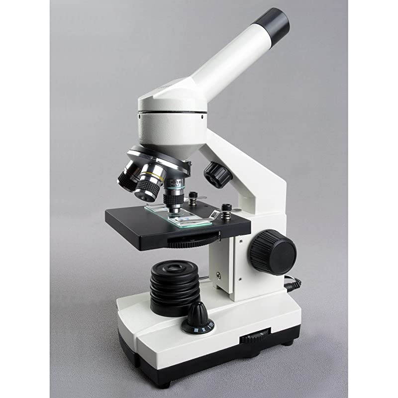 Cordless LED Metal Frame Compound Microscope w Top Bottom Lights