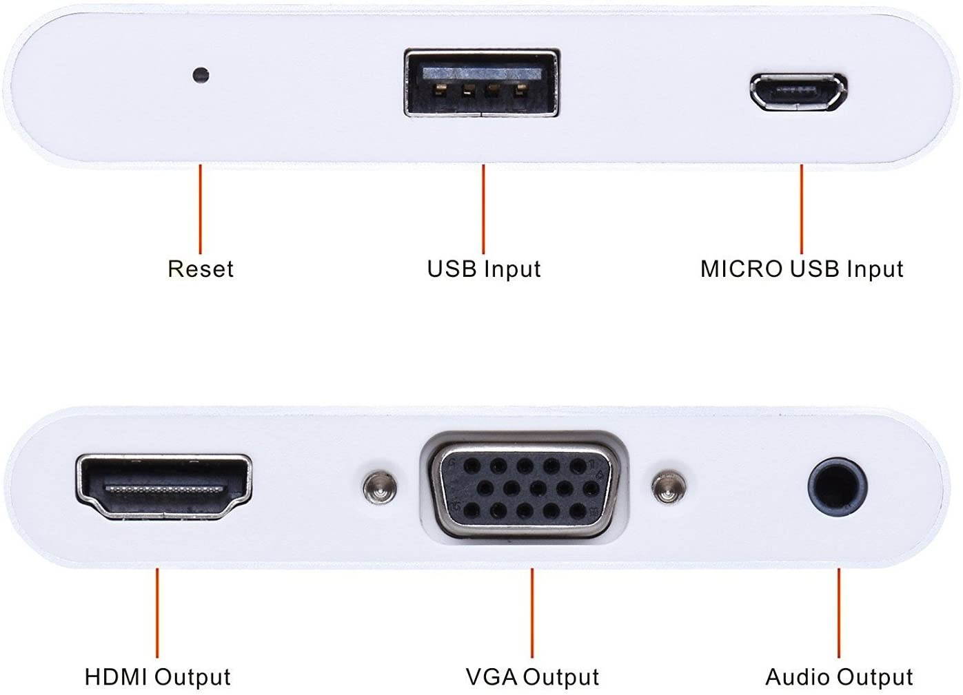 HDMI VGA Audio Adapter Compatible with Andriod/iOS Samsung/LG/Google/iPhone/iPad to Projector Monitor TV - Silver