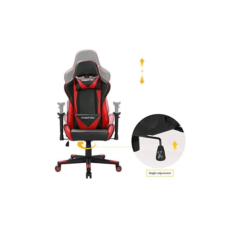 Back PU Leather Swivel Gaming Chair with Adjustable Lumbar Support Headrest Footrest Video Game Chair Racing Office Chair (Bule)