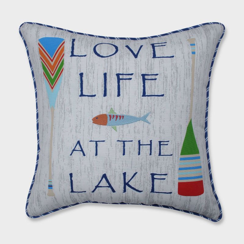 Love Life at the Lake Throw Pillow - Blue