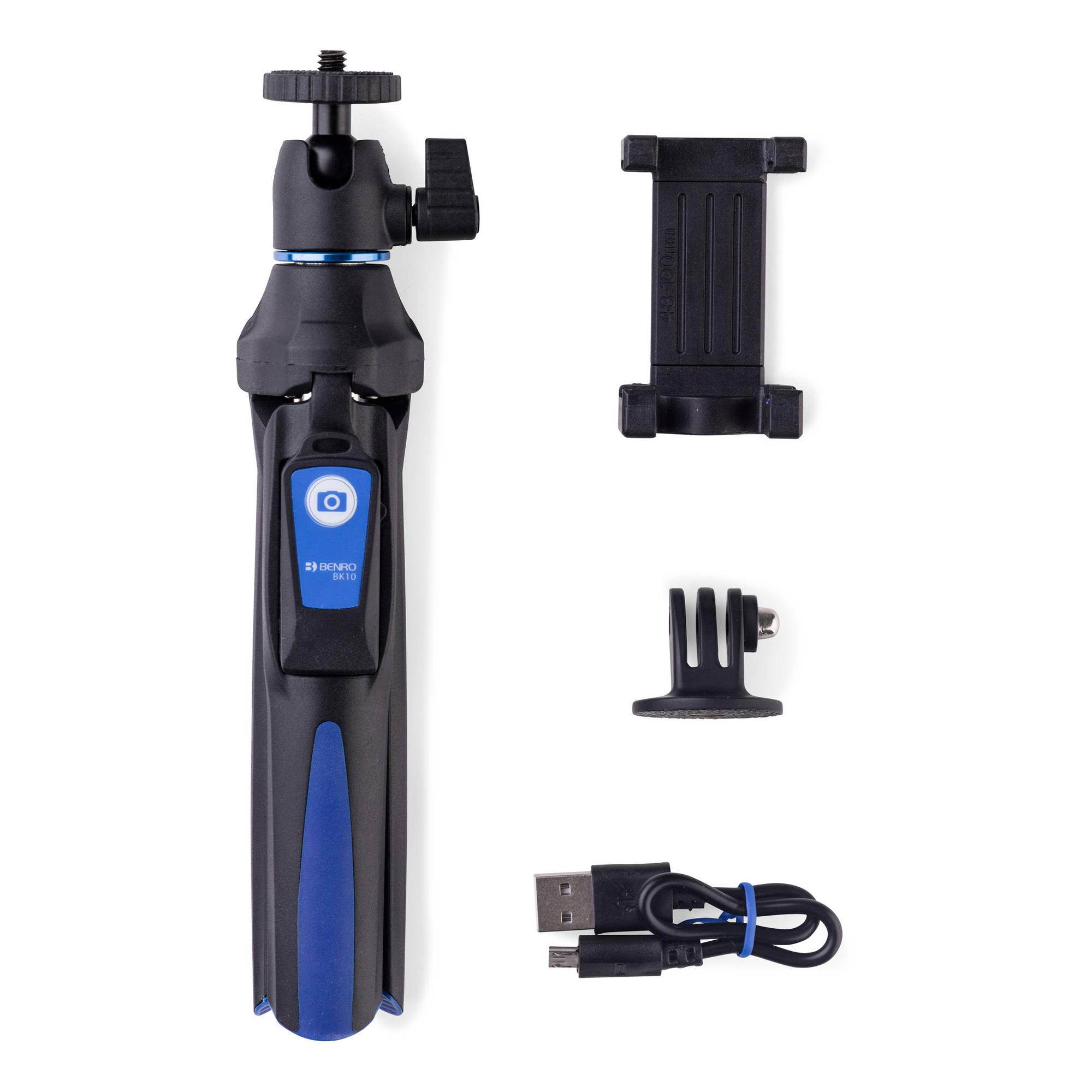 Benro BK10 Mini Tripod/Selfie Stick Ball Head & GoPro & 1.9-3.9" Black