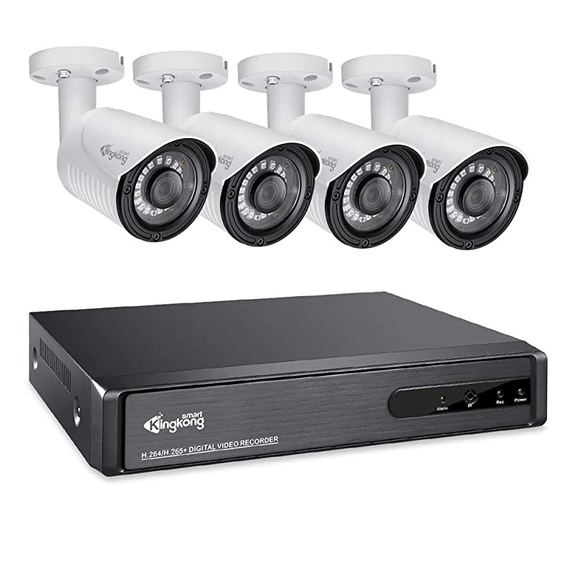 1080P 4CH Home Security Camera System, 4PCS 1920TVL DVR CCTV Cameras Outdoor, Wide Viewing Angle, IP67 Weatherproof, 98ft Night Vision, Motion Alert