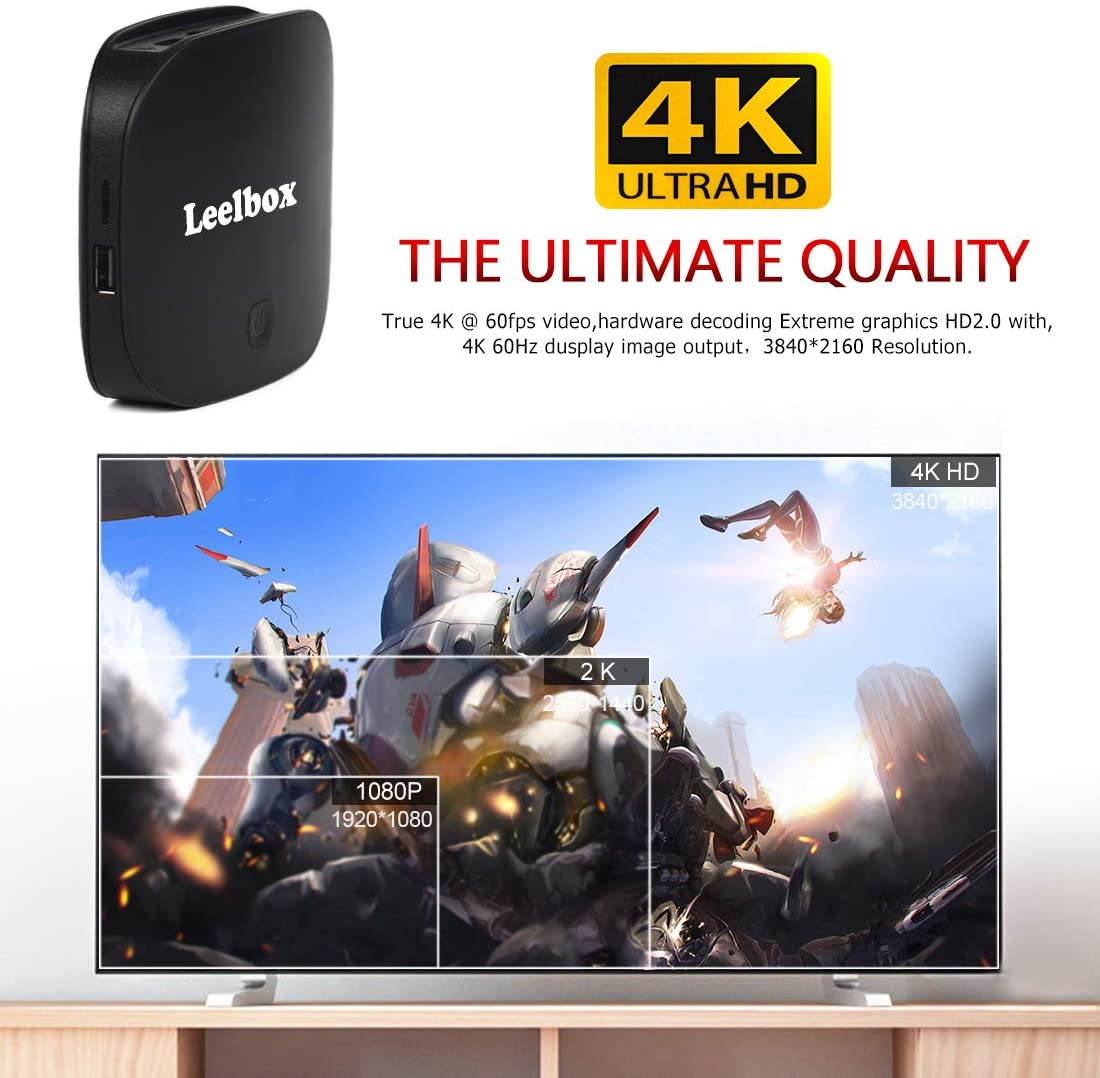 TV BOX Android - Android TV Box,Leelbox Q2 PRO Smart TV Box Full HD / 3D / 4K/H.265 / 2.4G Wi-Fi/2 Porte USB, Box Android