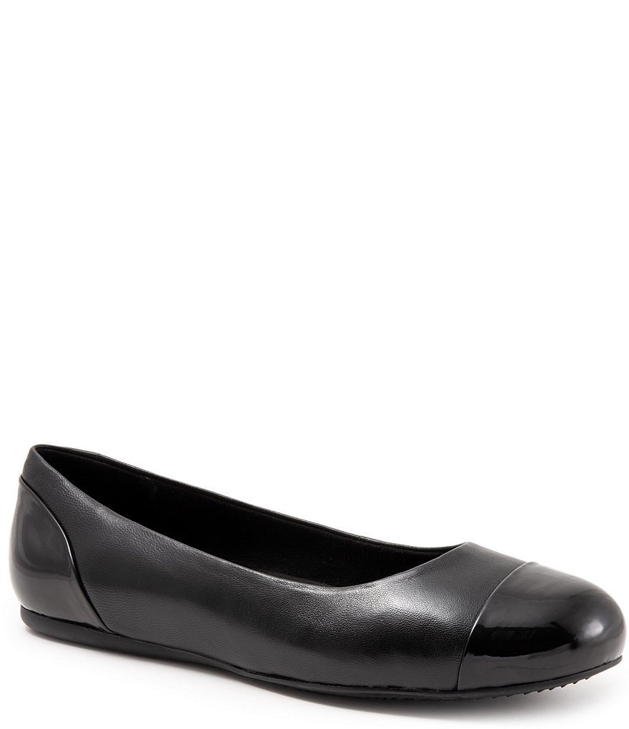 SoftWalk Sonoma Leather Cap Toe Ballerina Slip On Flats