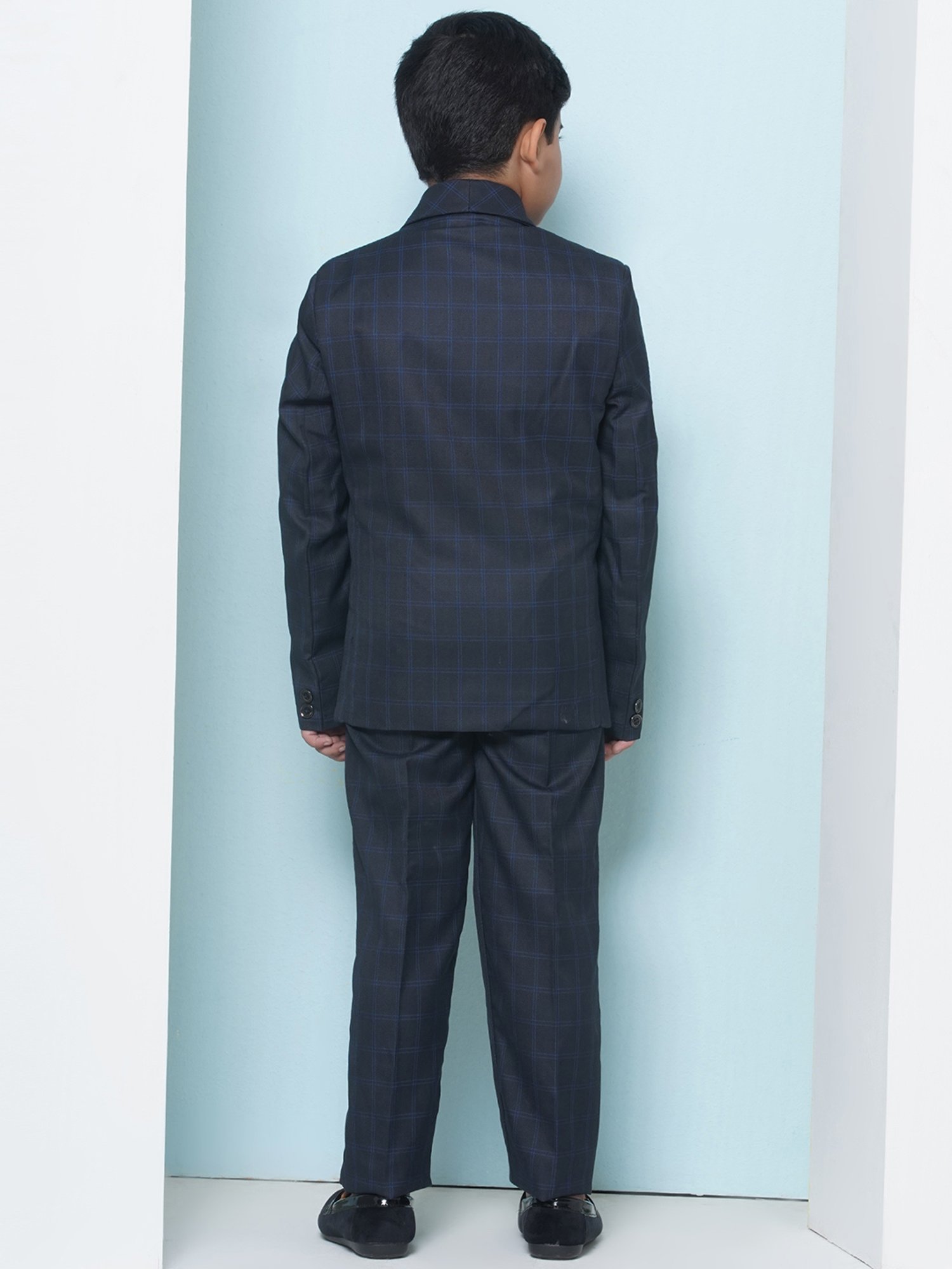 AJ Dezines Boys Navy & White Checks Full Sleeves Shirt