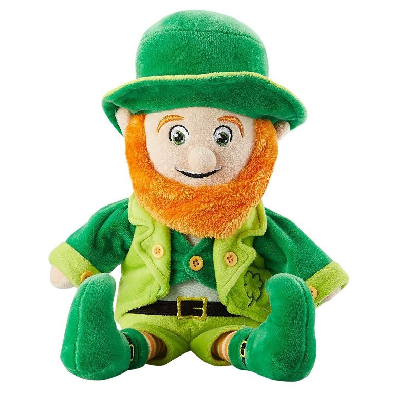 Leprechaun Plush Toy Lucky The Leprechaun, Cute Stuffed Toy for Kids, Mr. O'Leary Soft Plushies for St. Patrick's Day Gifts, Green, 9 x 14 Inches