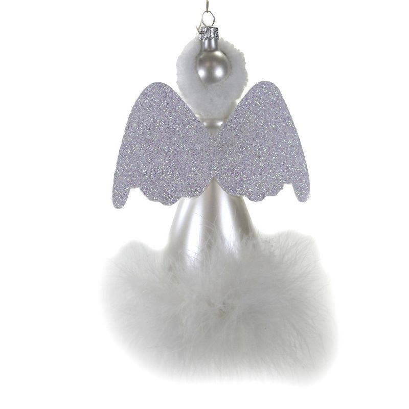 Italian Ornaments 6.5" Angel W/ Marabou Ornament Religious Wings  -  Tree Ornaments