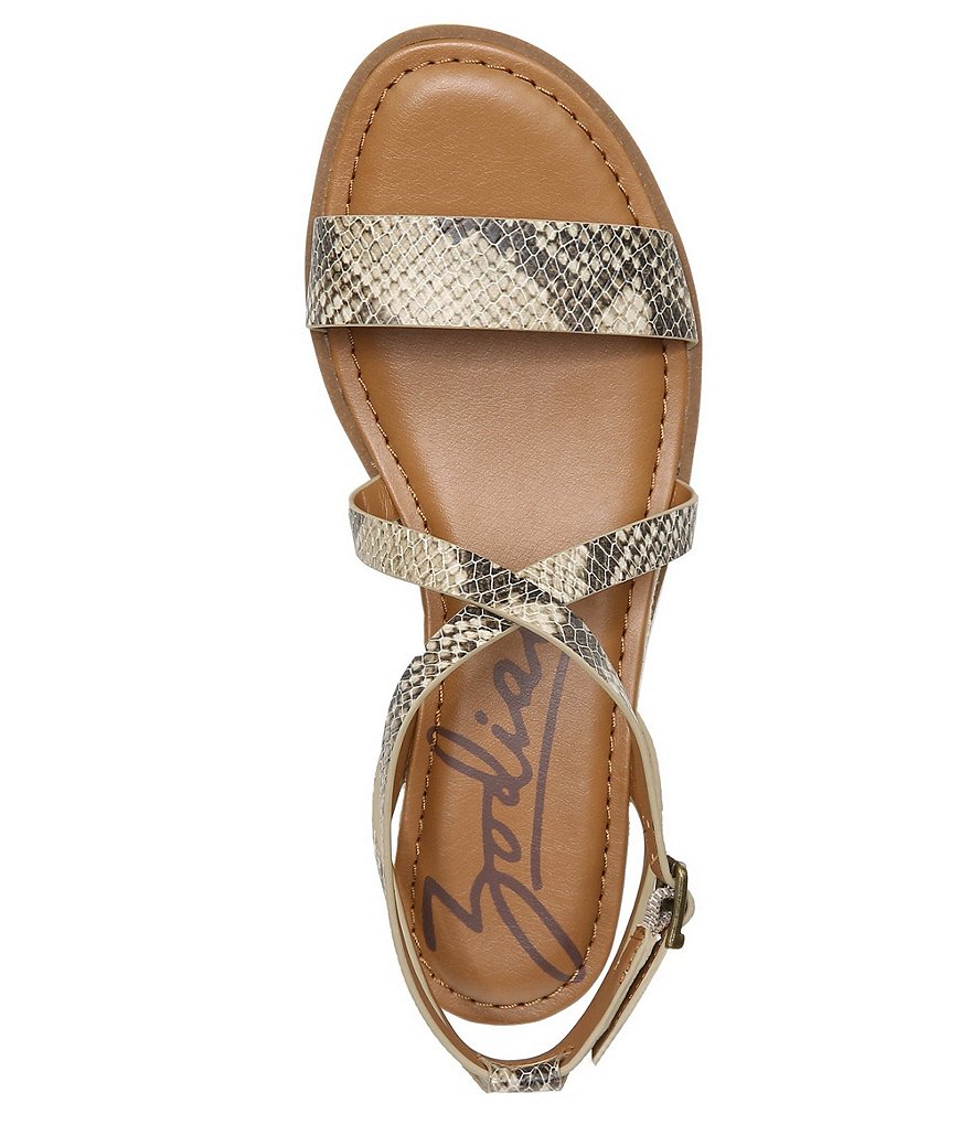 Zodiac Angelica Snake Print Criss Cross Strap Wedge Sandals