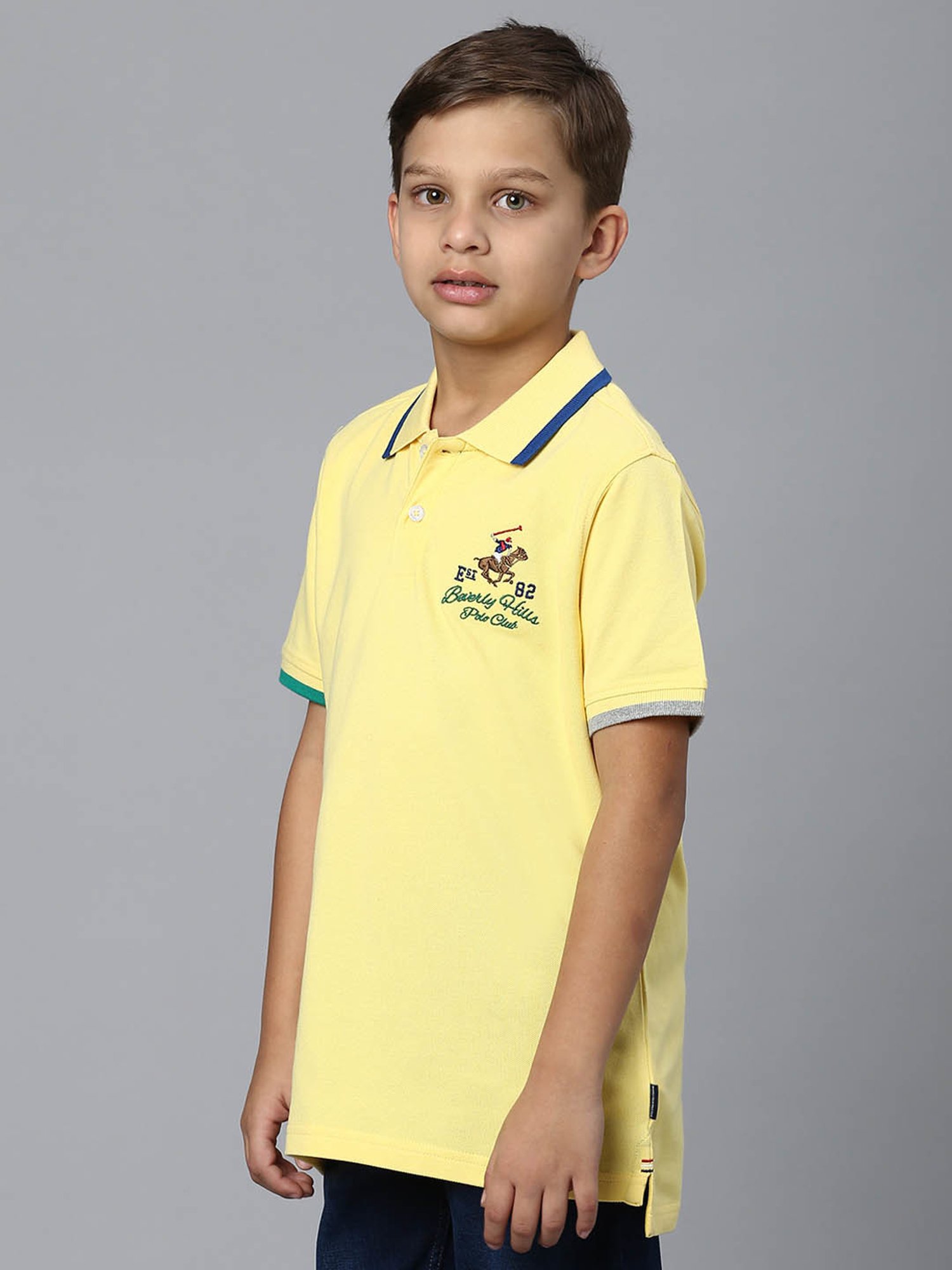 Beverly Hills Polo Club Kids Yellow Solid Polo T-Shirt