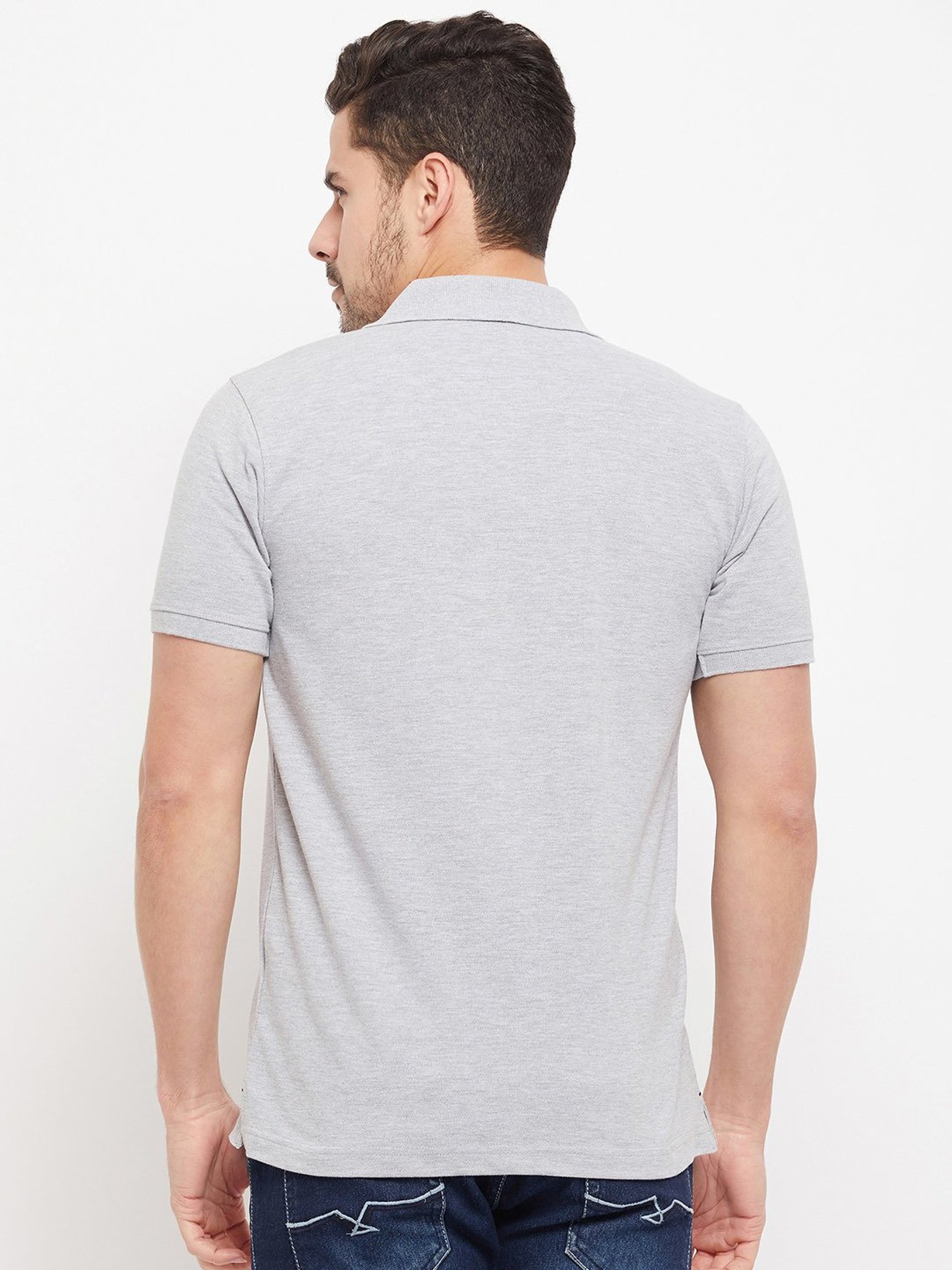 Cantabil Grey Melange Regular Fit Polo T-Shirt
