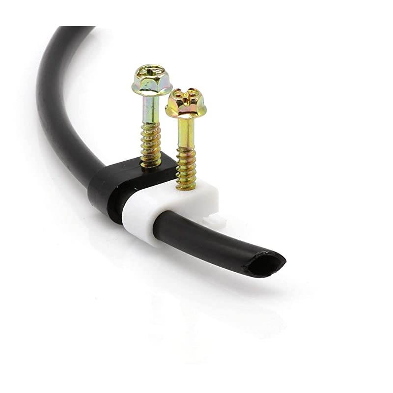 Single Coaxial Cable Clips Cat6 Electrical Wire Cable Clip 14 in 6 mm Screw Clip and Fastener Black 10 Pieces per Bag