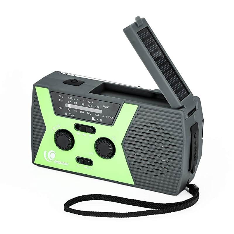2020 Upgraded Version  Portable Camping Weather Radio Emergency Solar Crank Radio with Flashlight and Reading LampAM FM NOAA Weather Radio2000mAh Power Bank and SOS Alarm018WB Green