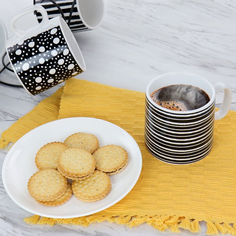 Mr. Coffee Napoli Caffe 4 Piece 17 Ounce Stoneware Assorted Mug Set in Black