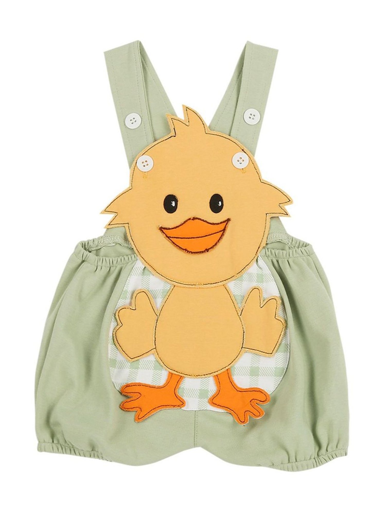 Mee Mee Kids Green & Orange Cotton Applique Dungaree Set