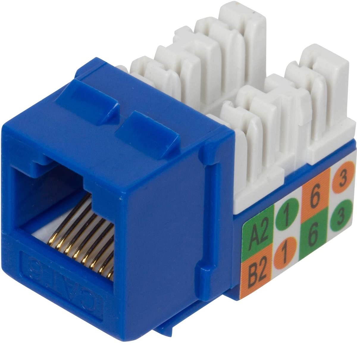 Buyer's Point Cat6 RJ45 90-Degree Keystone Jack, Punch Down Keystone Jack Adapter Blue (10 Pack)