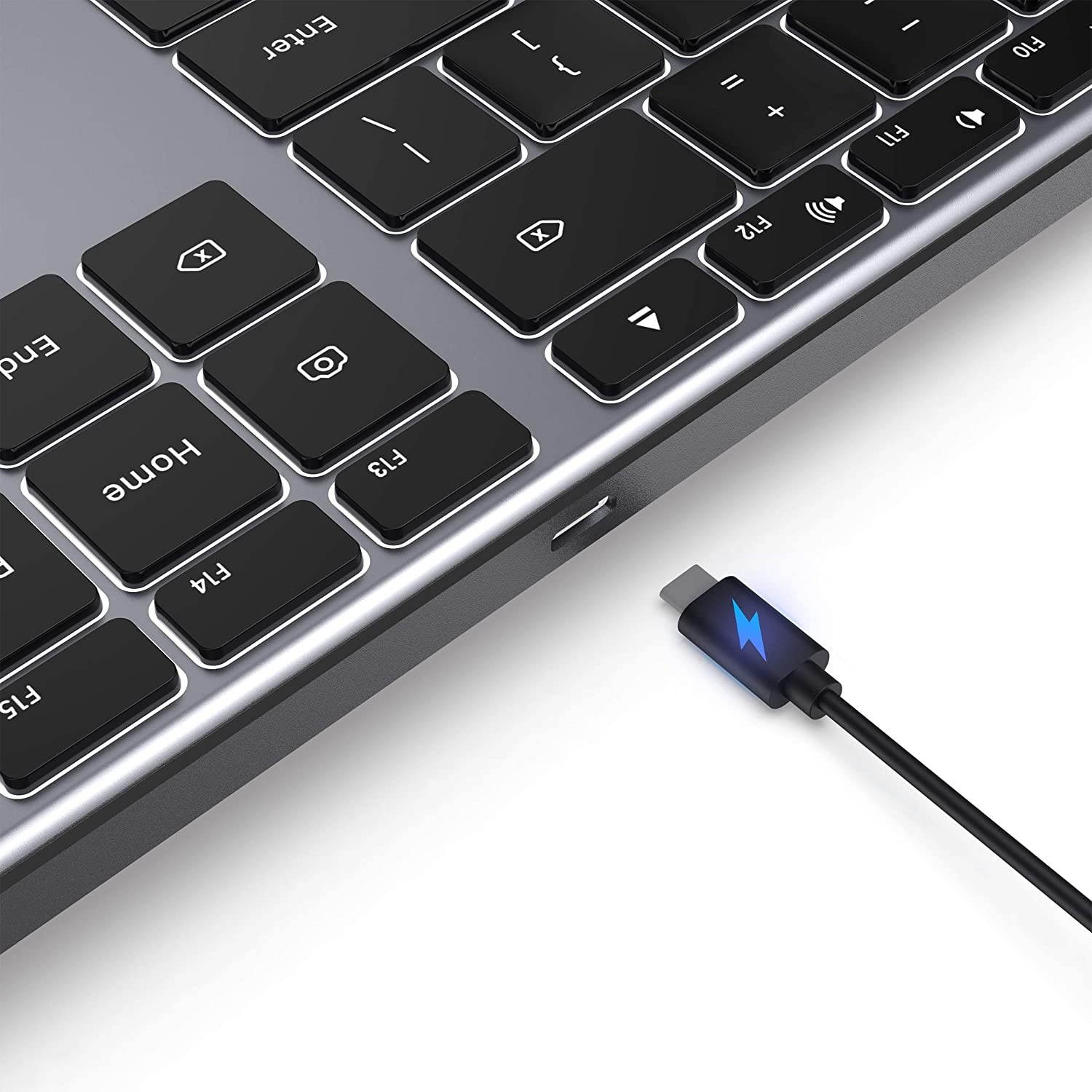 Backlit Bluetooth Keyboard for Mac, Jelly Comb Advanced Aluminum Multi-Device Keyboard, Ultra-Slim Rechargeable Wireless Keyboard, Compatible with Apple MacBook Pro/Air, iMac, iPad, iPhone, K62BA-3