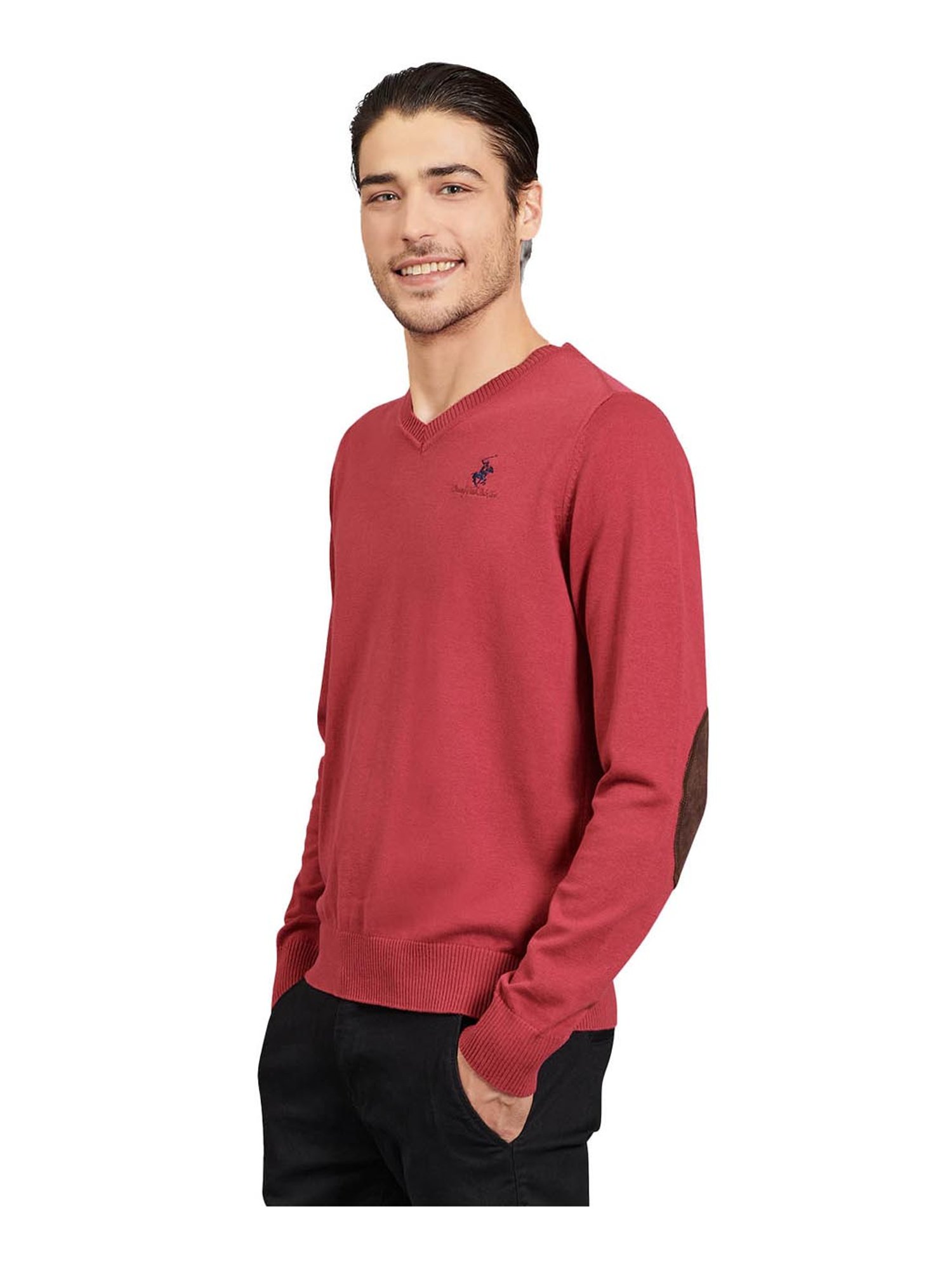 Beverly Hills Polo Club Maroon Regular Fit Sweater