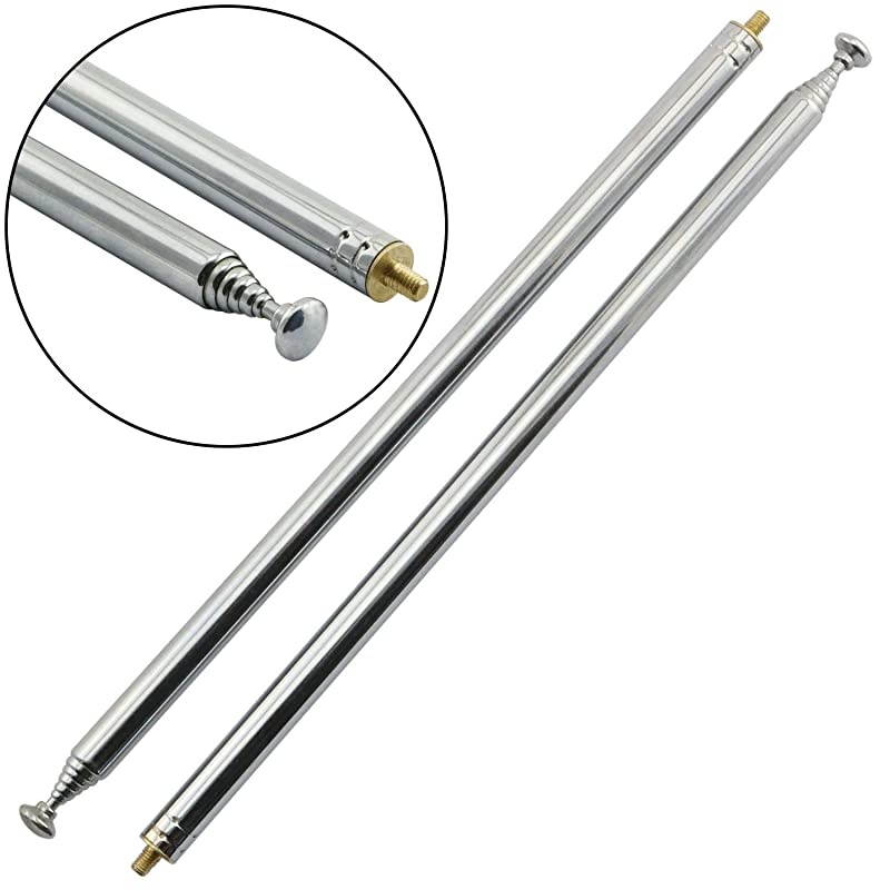 2Pack M3 Male Thread 7 Section AM FM Radio Universal Antenna for Radio TV Electric Toys Telescopic Replacement Antenna Aerial Stainless Steel Material Stretched Length 98cm 385 Inch