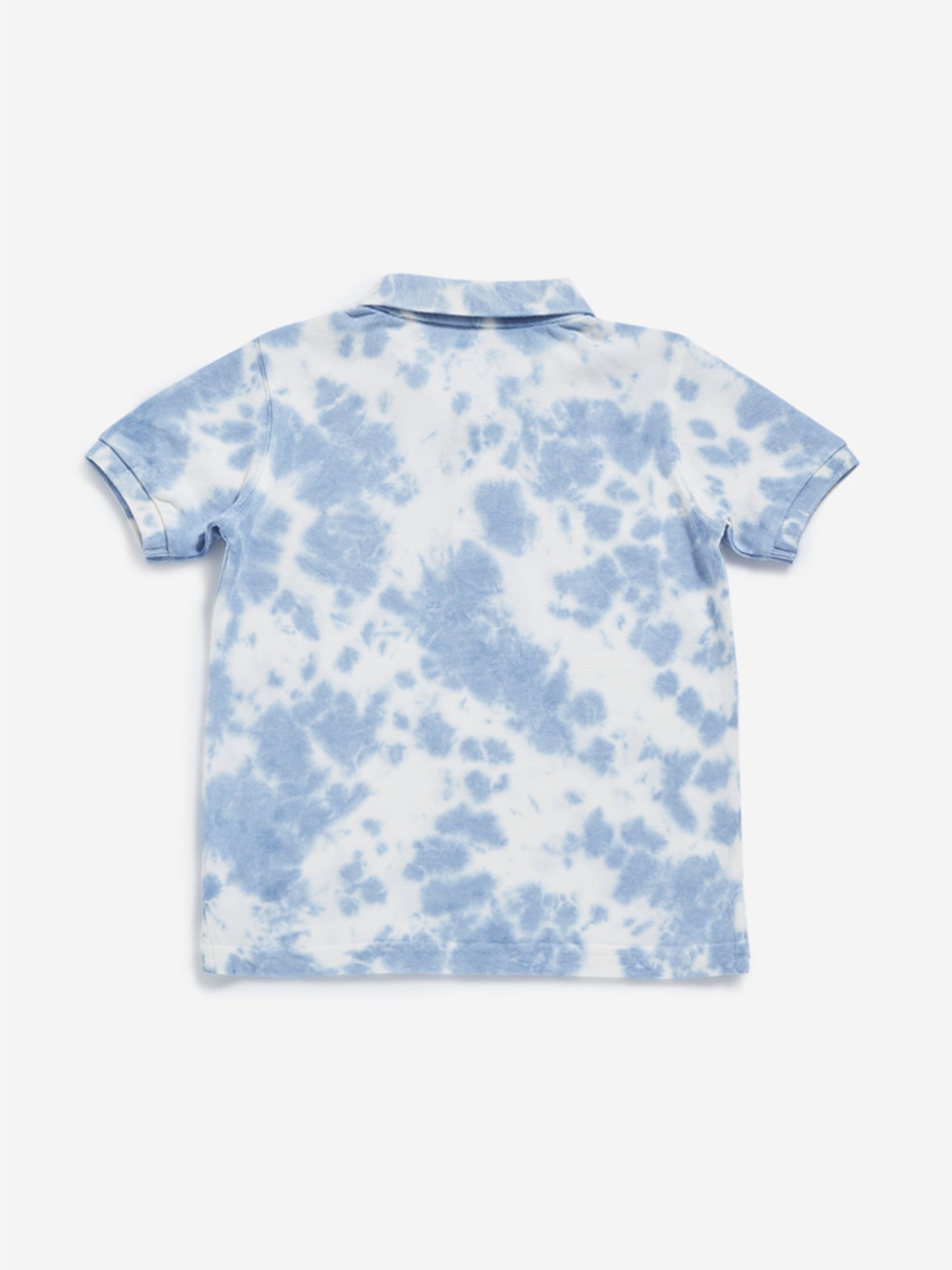 HOP Kids by Westside Blue Tie-Dye Printed Polo T-Shirt