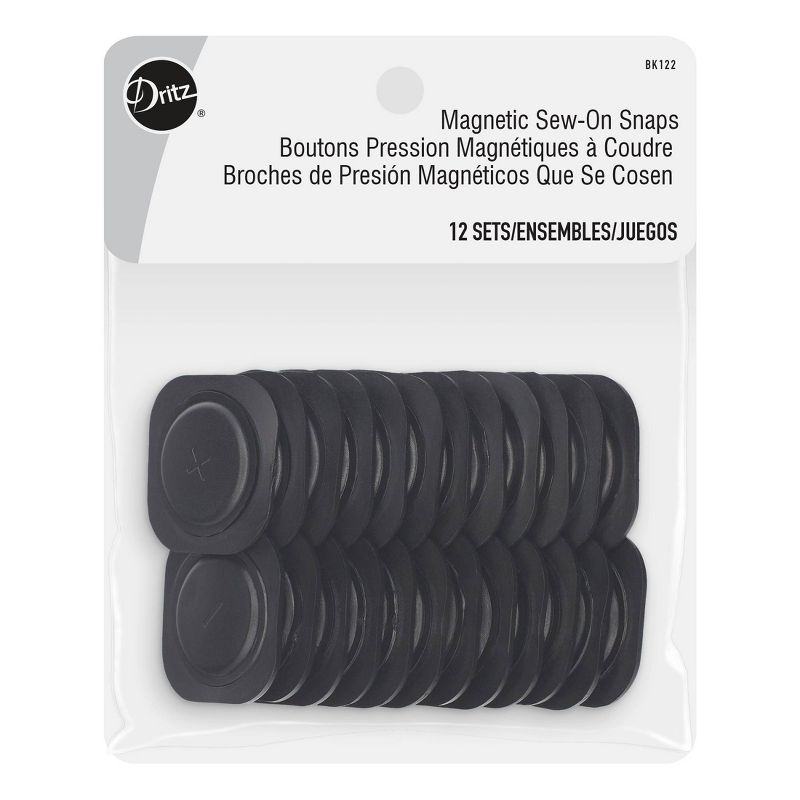 Dritz 12ct Snaps Magnetic Square Black