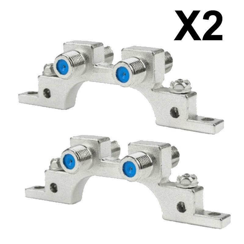 2 X Dual 3GHz Ground Block for Coax Cable F81 Blue RG6 Dish Satellite CATV DTV