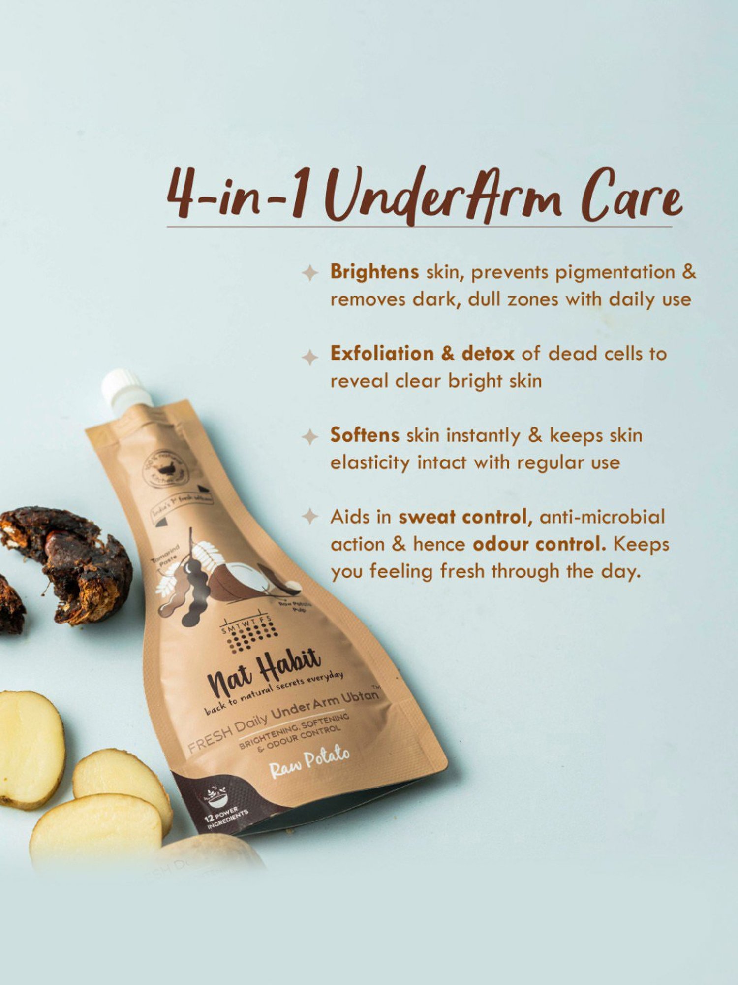 Nat Habit Raw Potato Fresh Daily UnderArm Ubtan - Pack of 2