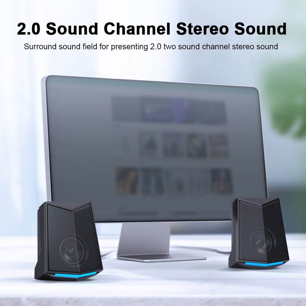 V-115 Computer Desktop Speaker Audio 2.0 Sound Channel Stereo Sound 3W Output Power USB Mini Portable